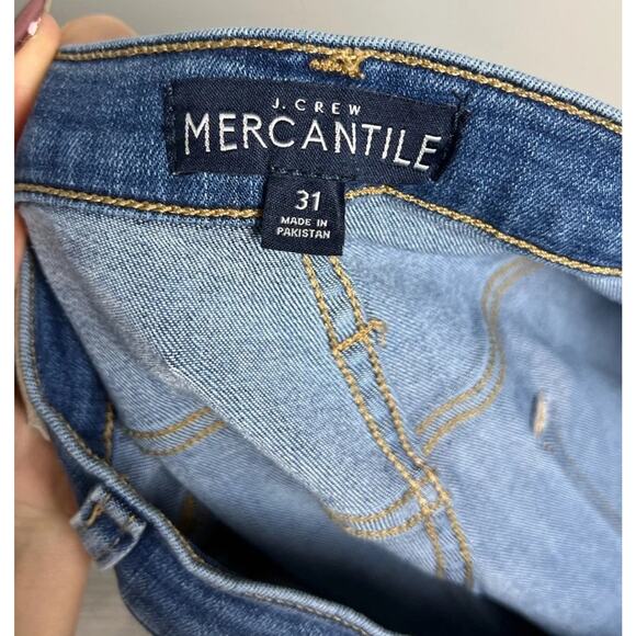 J.Crew Mercantile Button Fly Skinny Jeans Size 31 Medium Wash Raw Hem Women’s - Picture 3 of 7